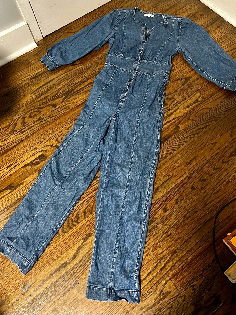Madewell Blue Denim Button-Front Jumpsuit
